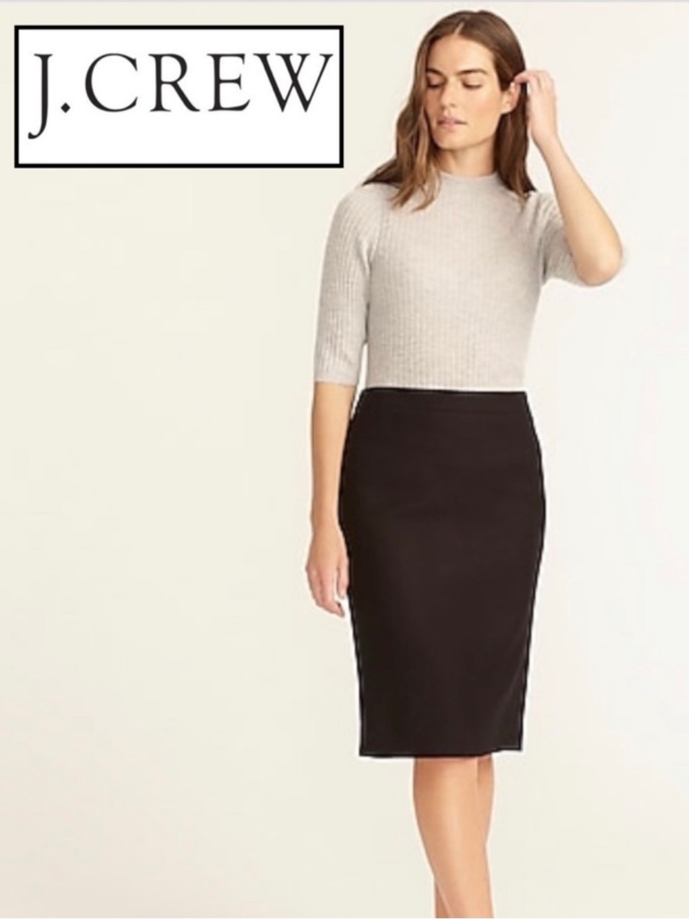 NEW* J. Crew Black Stretch Cotton No. 2 Pencil Skirt Size 10